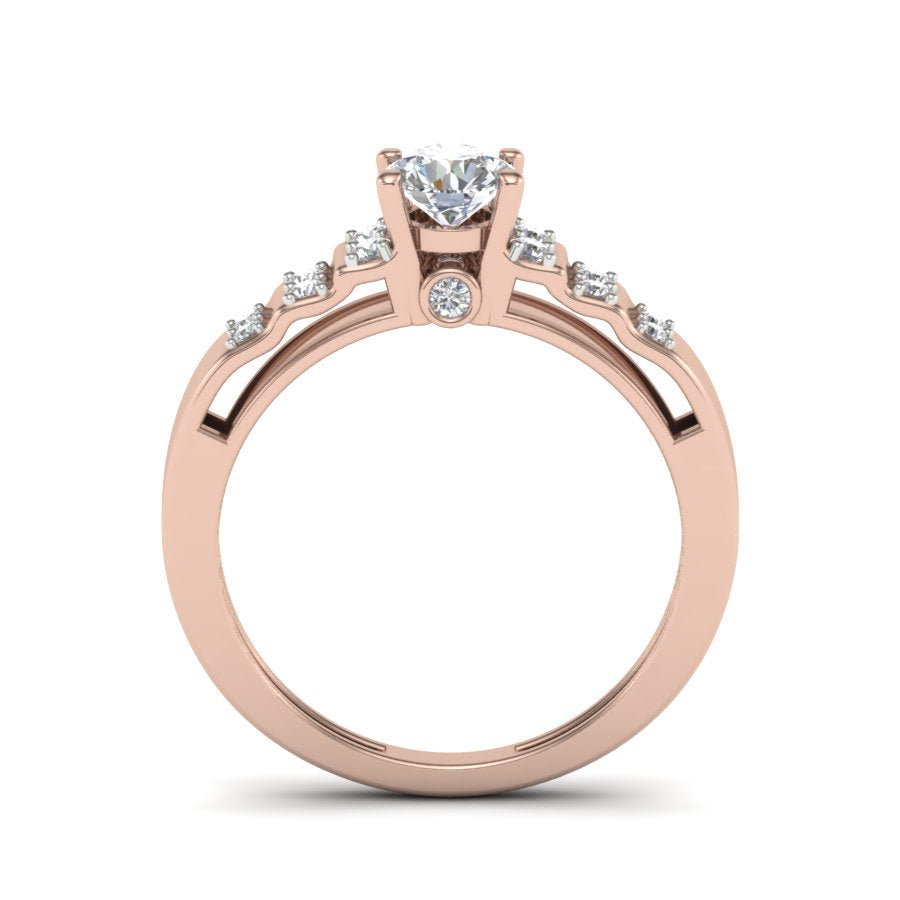 0.65 TW Unique Ring Prong Set Ring Round Cut Lab Grown Diamond Ring Wedding ring Bridal Ring Engagement ring PR247