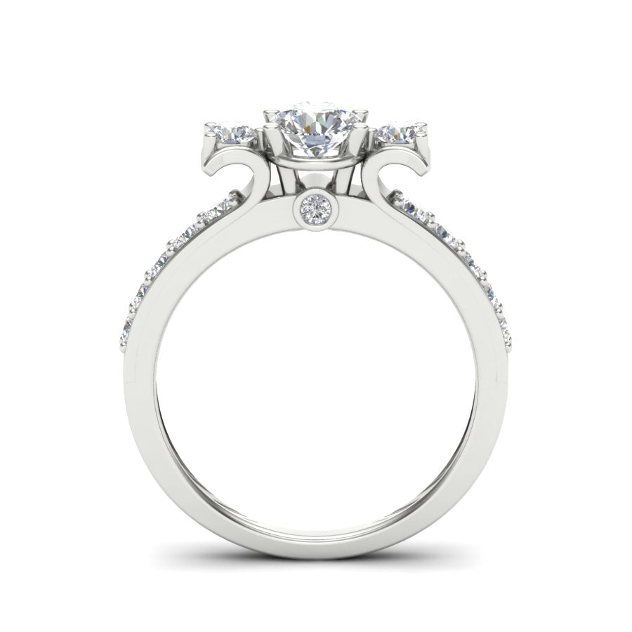 0.93 TW Three Stone Unique Ring Prong Set Ring Round Cut Lab Grown Diamond Ring Wedding ring Bridal Ring Engagement ring PR250