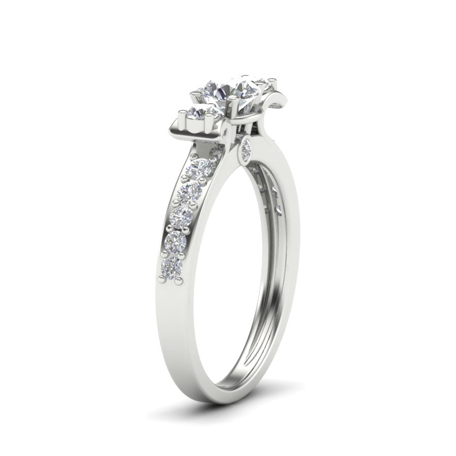 0.93 TW Three Stone Unique Ring Prong Set Ring Round Cut Lab Grown Diamond Ring Wedding ring Bridal Ring Engagement ring PR250