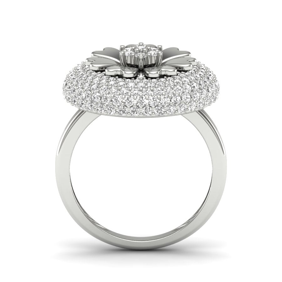 1.33 TW Flower Design Ring Round Cut Lab Grown Diamond Ring Cocktail Style Engagement Ring Wedding Ring PR252