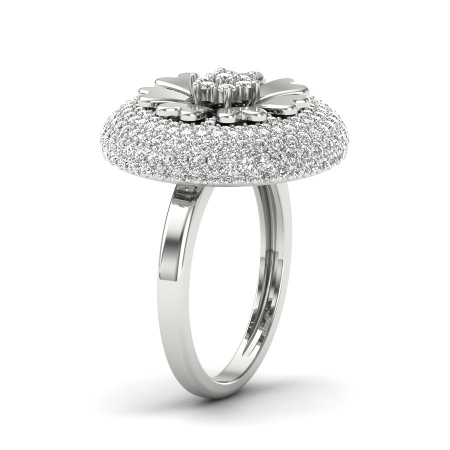 1.33 TW Flower Design Ring Round Cut Lab Grown Diamond Ring Cocktail Style Engagement Ring Wedding Ring PR252