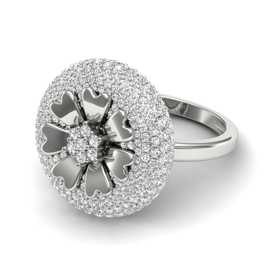 1.33 TW Flower Design Ring Round Cut Lab Grown Diamond Ring Cocktail Style Engagement Ring Wedding Ring PR252