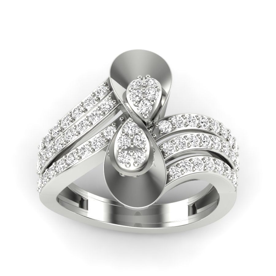 Unique Design Ring 0.69 TW Bypass Design With Round Cut Lab Grown Diamond Ring Wedding ring Engagement ring PR267