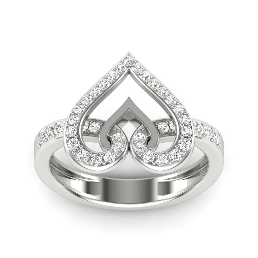 0.42 TW Dual Heart Unique Design With Round Cut Lab Grown Diamond Ring Wedding ring Prong Engagement ring PR307