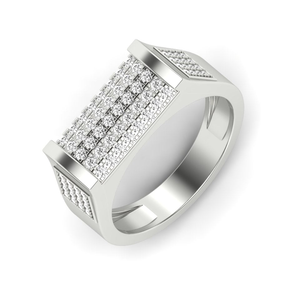 Unique Design Band 0.66 TW Round Cut Lab Grown Diamond Band Square Prong Engagement Band Men's Wedding Band PR316