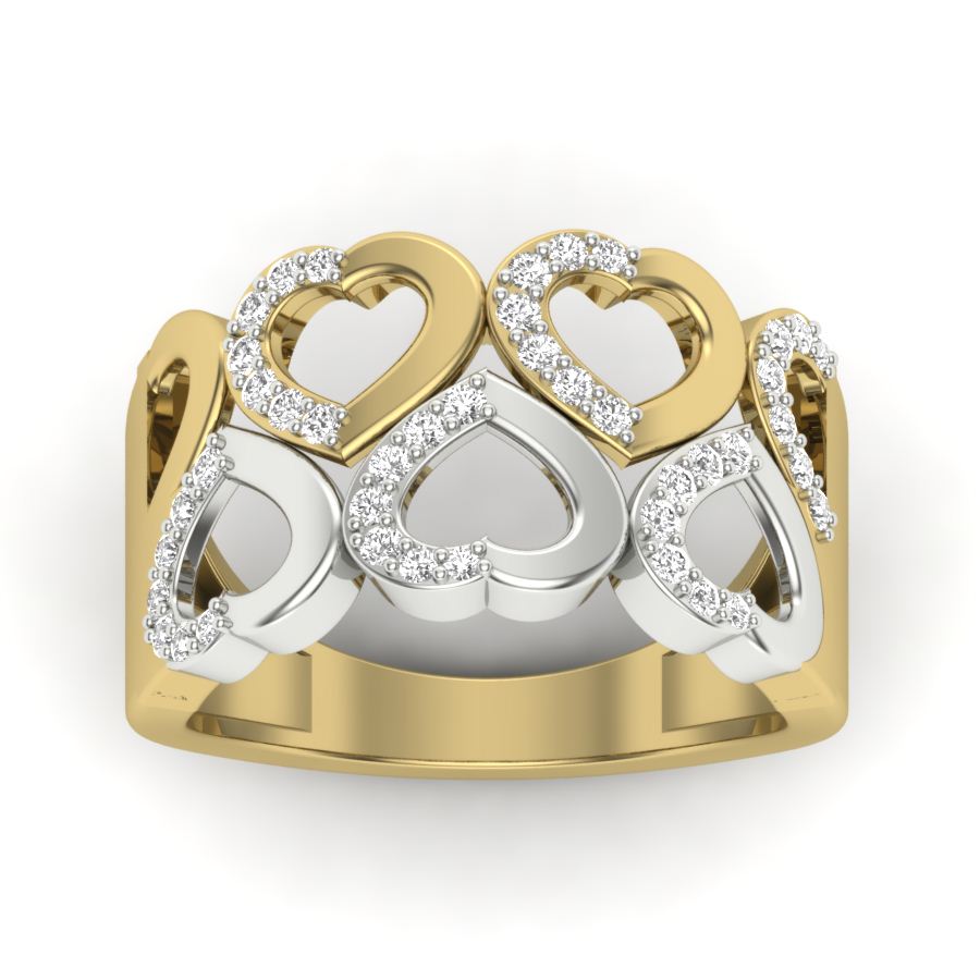 0.32 TW Cute Heart Ring With Round Cut Lab Grown Diamond Two Tone Gold Engagement Ring Wedding Ring PR323