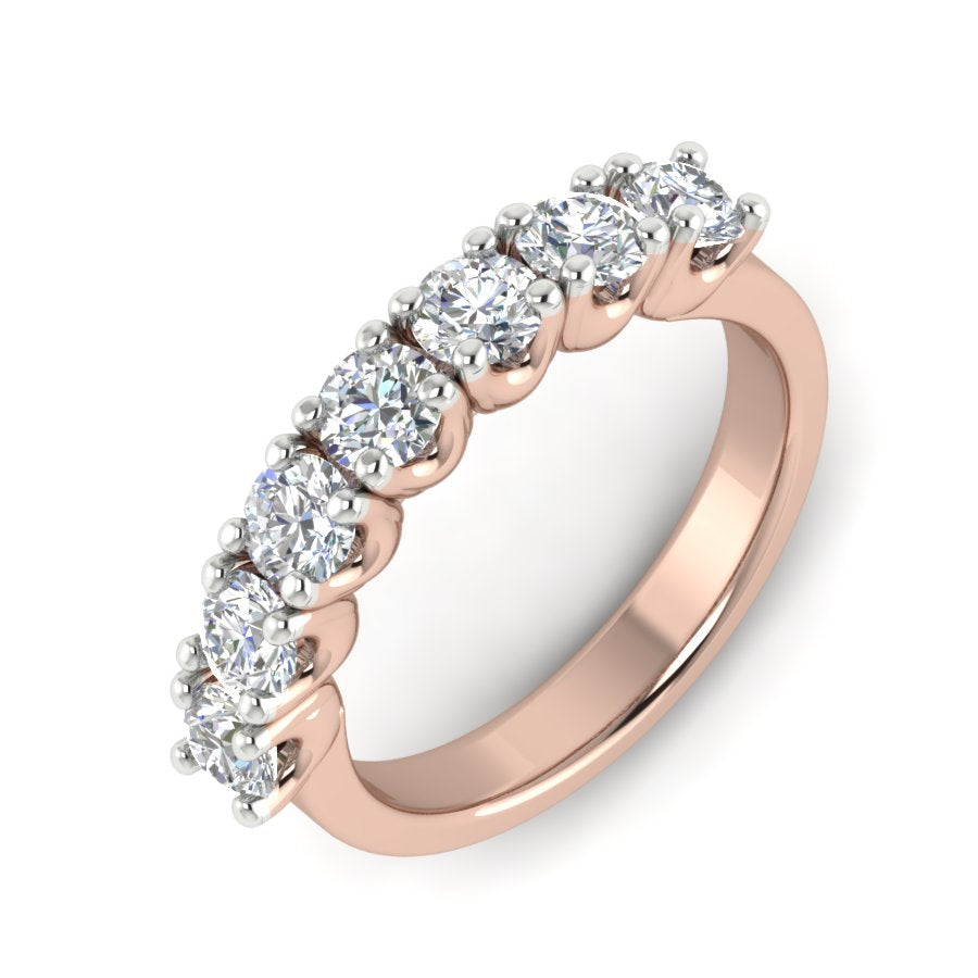 1.68 TW Half Eternity Ring With Round Cut Lab Grown Diamond Two Tone Gold Engagement Ring Wedding Ring PR360