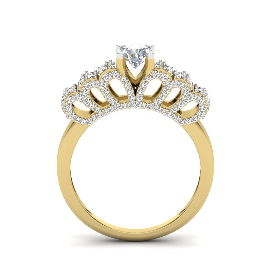 1.03 TW Unique wedding engagement ring Round Cut Lab Grown Diamond Ring Square Prong setting With Multi Tone Gold Ring PR421