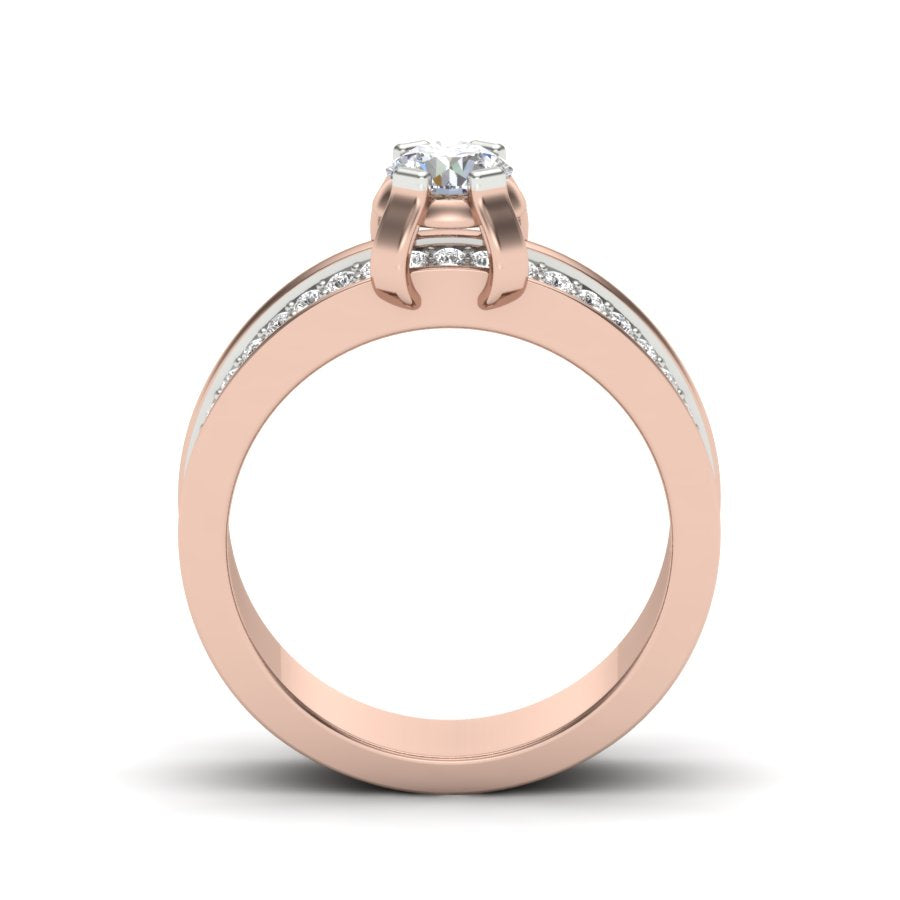 1.04 TW Unique wedding engagement ring Round Cut Lab Grown Diamond Ring Square Prong setting With Multi Tone Gold Ring PR426