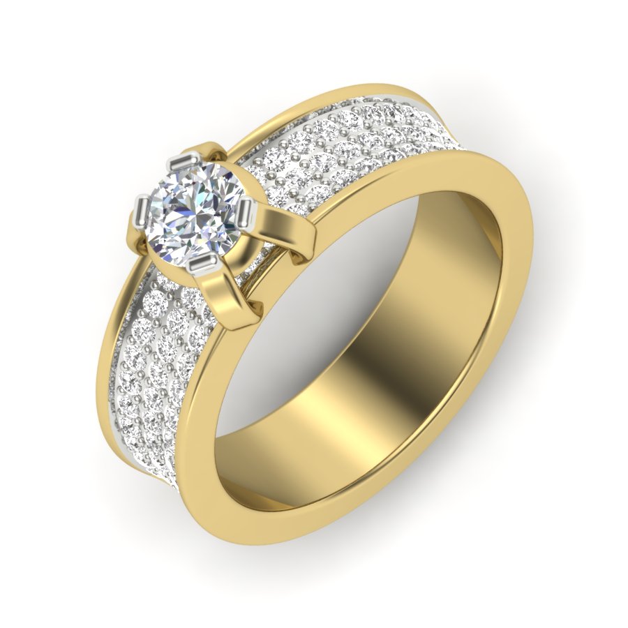 1.04 TW Unique wedding engagement ring Round Cut Lab Grown Diamond Ring Square Prong setting With Multi Tone Gold Ring PR426