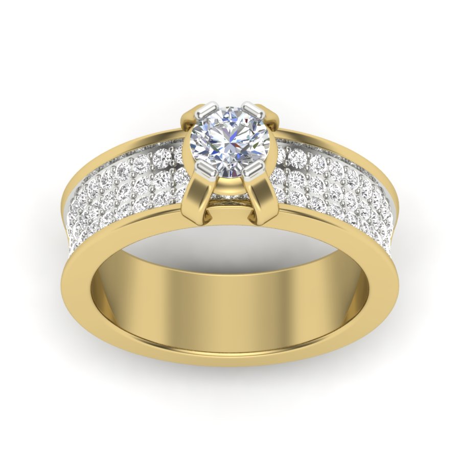 1.04 TW Unique wedding engagement ring Round Cut Lab Grown Diamond Ring Square Prong setting With Multi Tone Gold Ring PR426