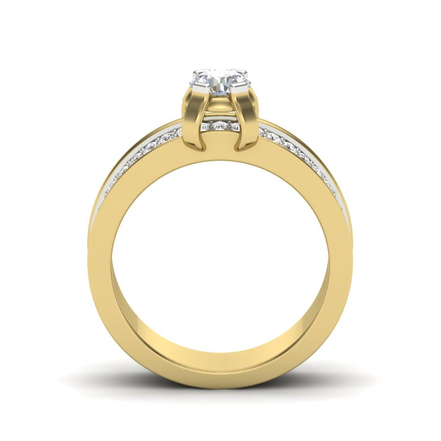 1.04 TW Unique wedding engagement ring Round Cut Lab Grown Diamond Ring Square Prong setting With Multi Tone Gold Ring PR426