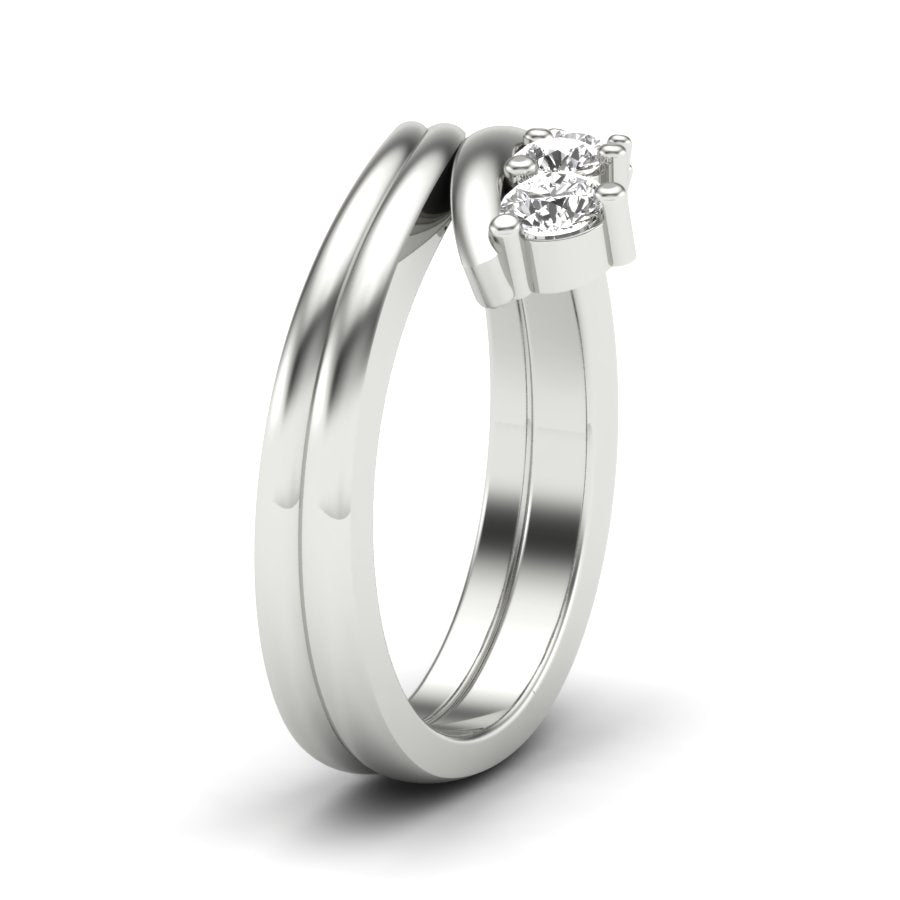 Unique Ring 0.36 TW Bypass Design With Round Cut Lab Grown Diamond Ring Wedding ring Prong Set Engagement ring PR428