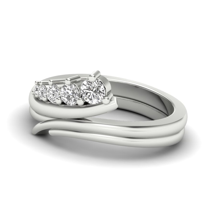 Unique Ring 0.36 TW Bypass Design With Round Cut Lab Grown Diamond Ring Wedding ring Prong Set Engagement ring PR428