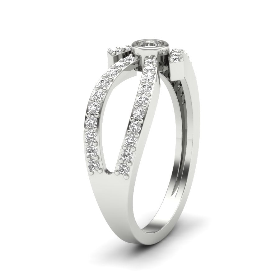 0.44 TW Unique Ring Bezel & Prong Set Ring Round Cut Lab Grown Diamond Ring Wedding ring Bridal Ring Engagement ring PR439