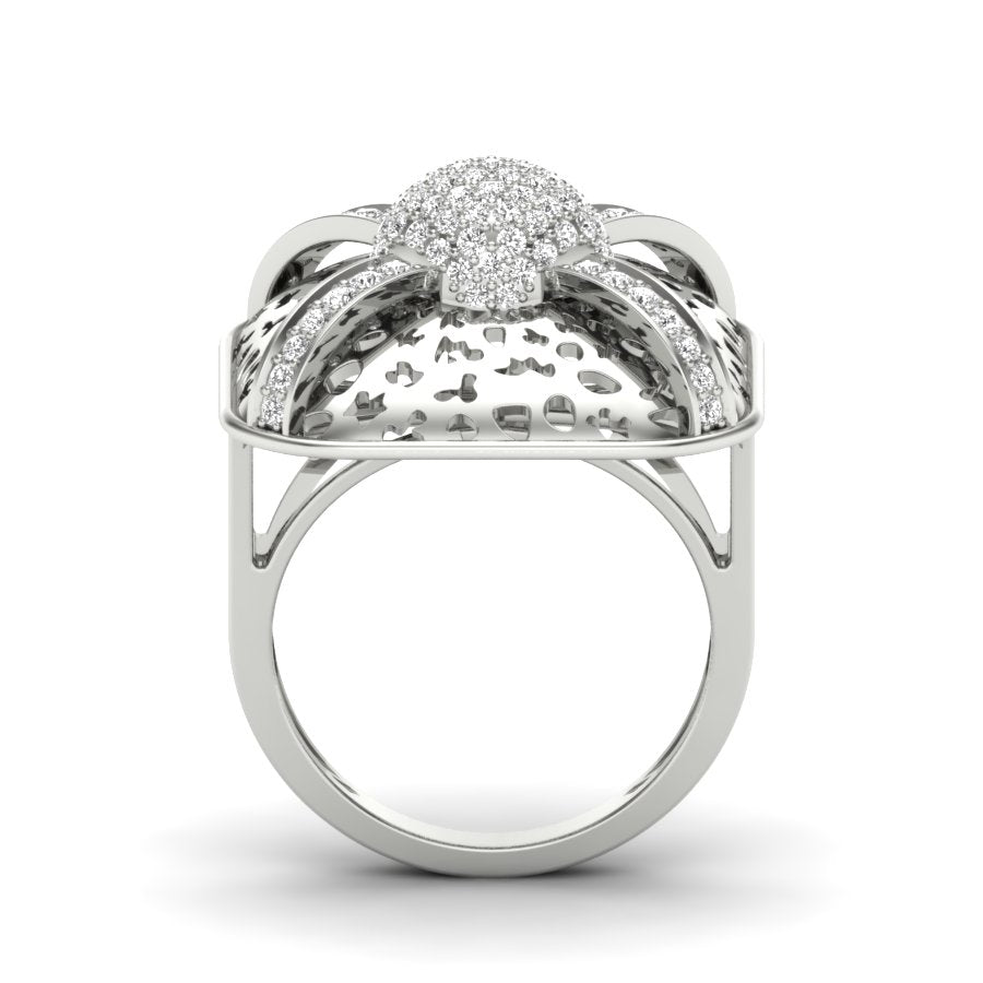 0.66 TW Unique Design Ring Round Cut Lab Grown Diamond Ring Cocktail Style Engagement Ring Wedding Ring PR440