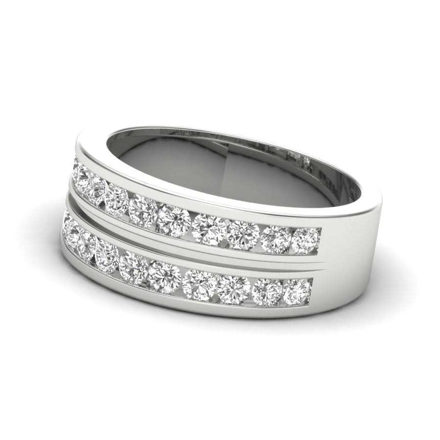 Two layers Men's Diamond Band 1.28 TW Unique Design Band With Round Cut Lab Grown Diamond Band Channel Setting Band Men's Wedding Band Engagement Band PR450