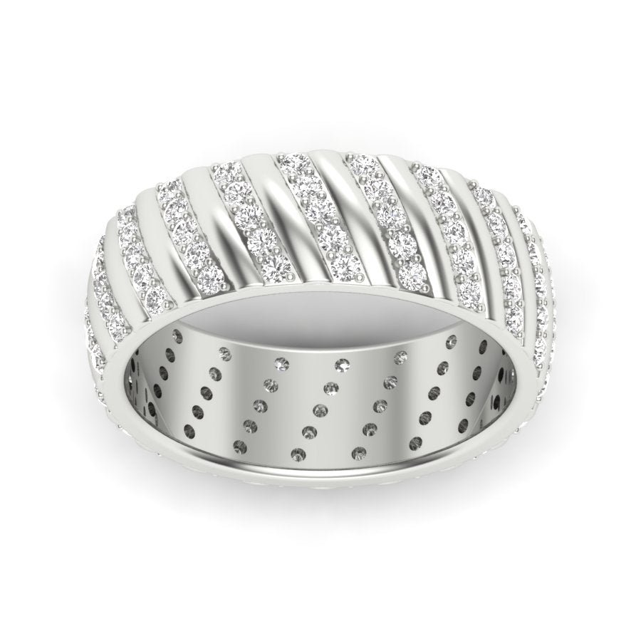 1.07 TW Round Cut Lab Grown Diamond Pave Set With Prong Engagement Band Men's Wedding Band PR467