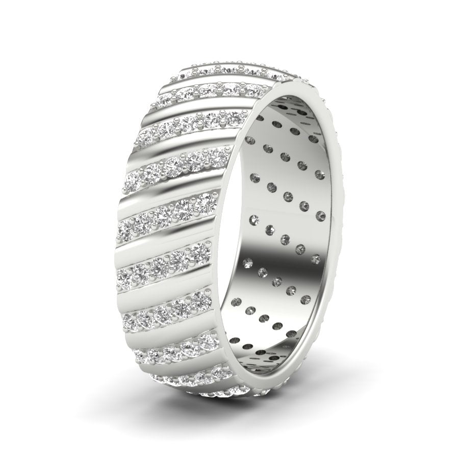 1.07 TW Round Cut Lab Grown Diamond Pave Set With Prong Engagement Band Men's Wedding Band PR467