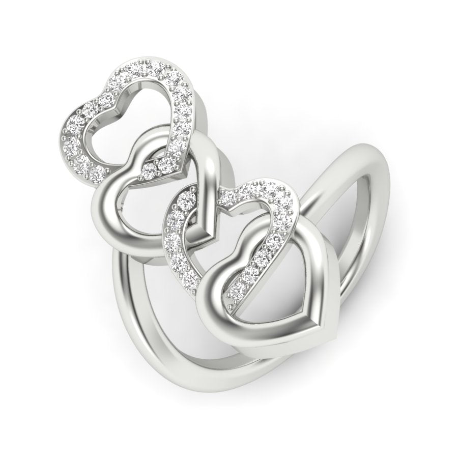 0.27 TW Interlinked Hearts Design With Round Cut Lab Grown Diamond Ring Prong Engagement Ring Bridal Wedding Ring PR527