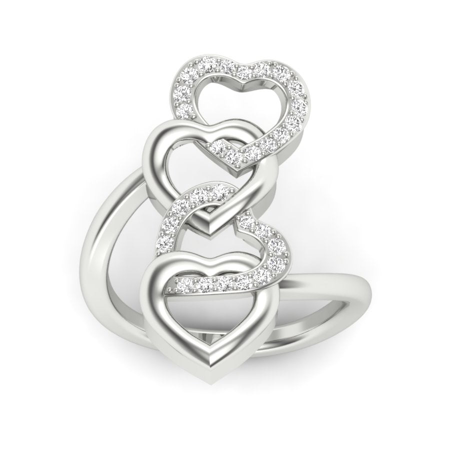 0.27 TW Interlinked Hearts Design With Round Cut Lab Grown Diamond Ring Prong Engagement Ring Bridal Wedding Ring PR527