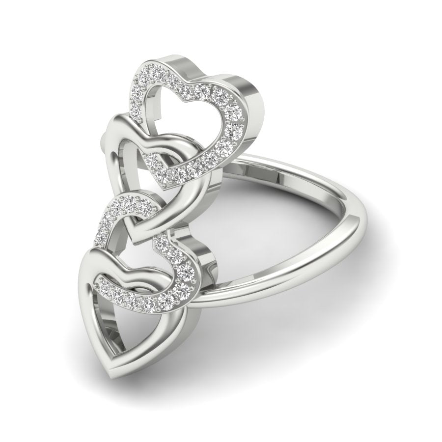 0.27 TW Interlinked Hearts Design With Round Cut Lab Grown Diamond Ring Prong Engagement Ring Bridal Wedding Ring PR527