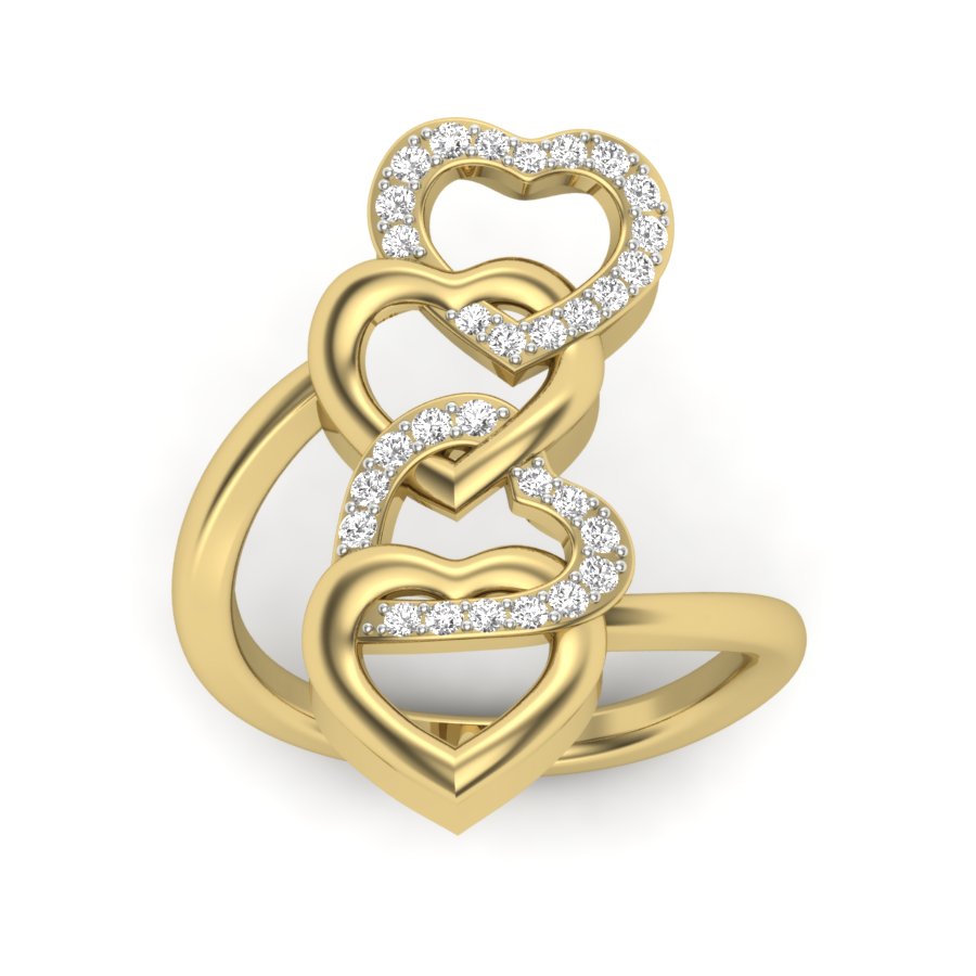 0.27 TW Interlinked Hearts Design With Round Cut Lab Grown Diamond Ring Prong Engagement Ring Bridal Wedding Ring PR527