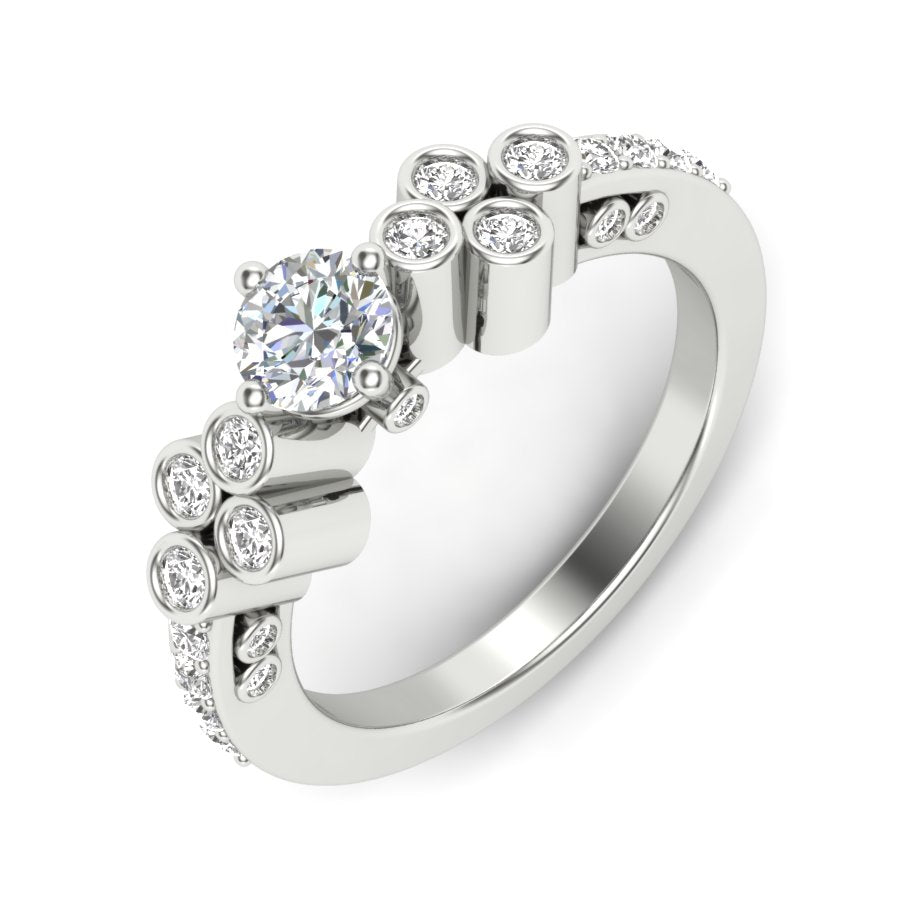 1.02 TW Unique Ring Prong/ Bezel Set Ring Round Cut Lab Grown Diamond Ring Wedding ring Bridal Ring Engagement ring PR563