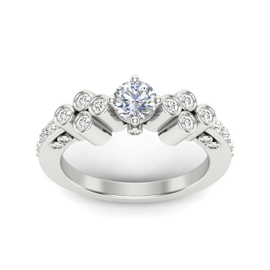 1.02 TW Unique Ring Prong/ Bezel Set Ring Round Cut Lab Grown Diamond Ring Wedding ring Bridal Ring Engagement ring PR563