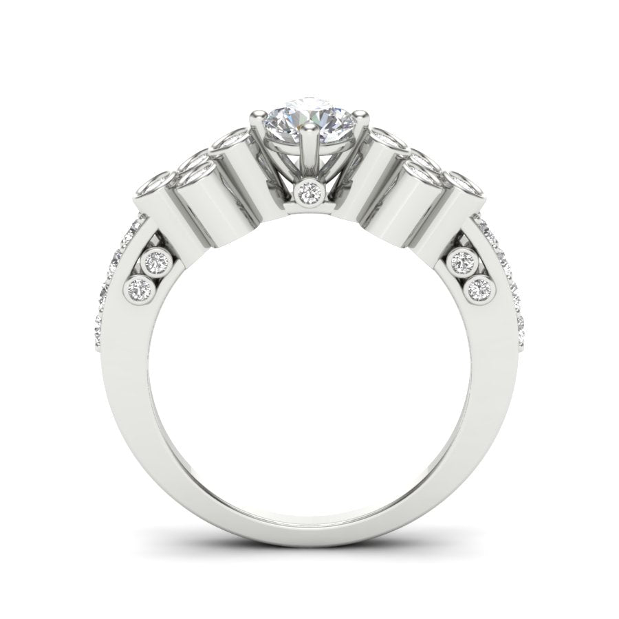 1.02 TW Unique Ring Prong/ Bezel Set Ring Round Cut Lab Grown Diamond Ring Wedding ring Bridal Ring Engagement ring PR563