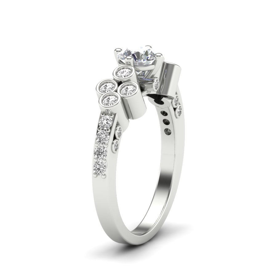 1.02 TW Unique Ring Prong/ Bezel Set Ring Round Cut Lab Grown Diamond Ring Wedding ring Bridal Ring Engagement ring PR563