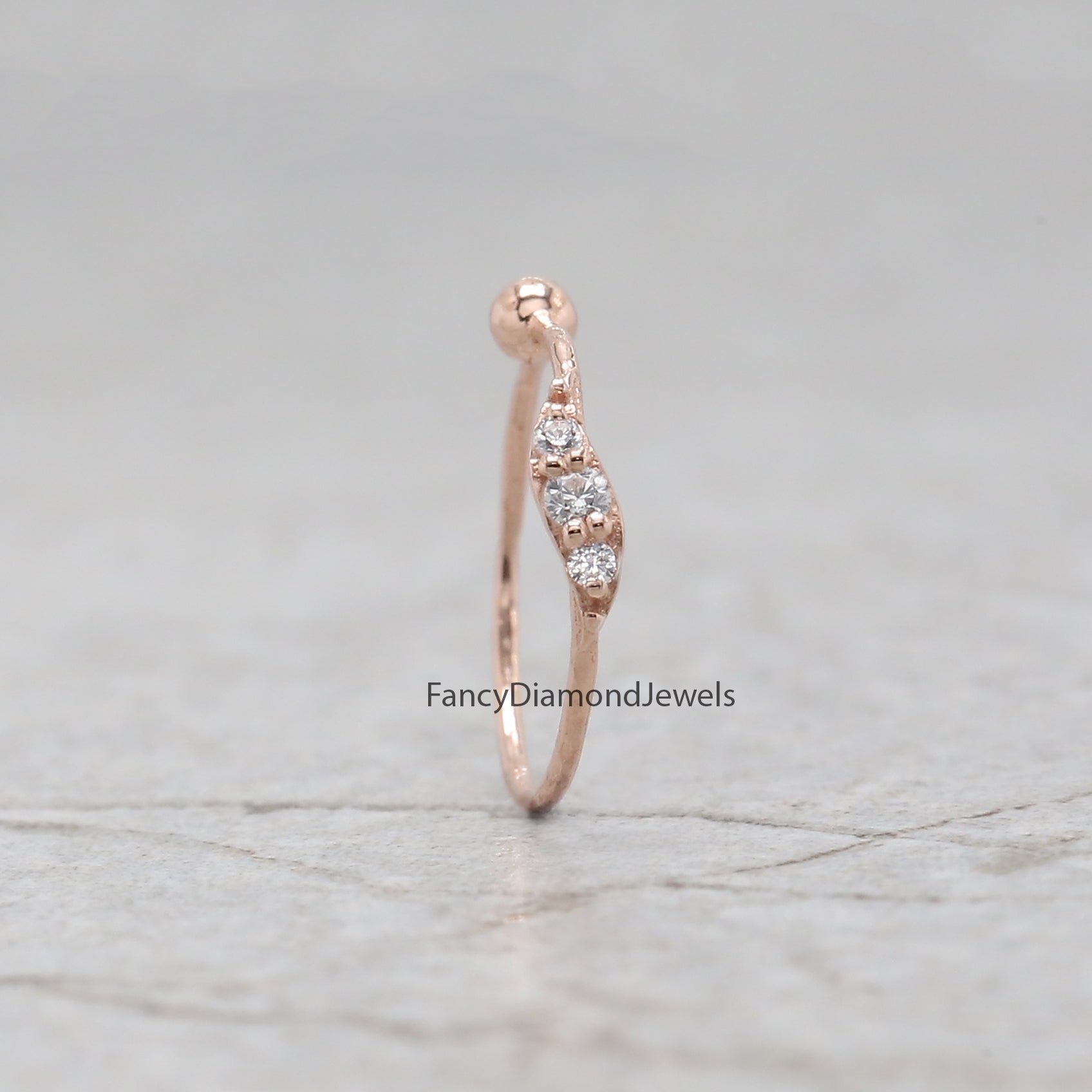 Natural White Round Diamond Nose Rings Engagement Wedding Gift Nose Ring 14K Solid Rose White Yellow Gold Nose Ring 0.08 CT KD965