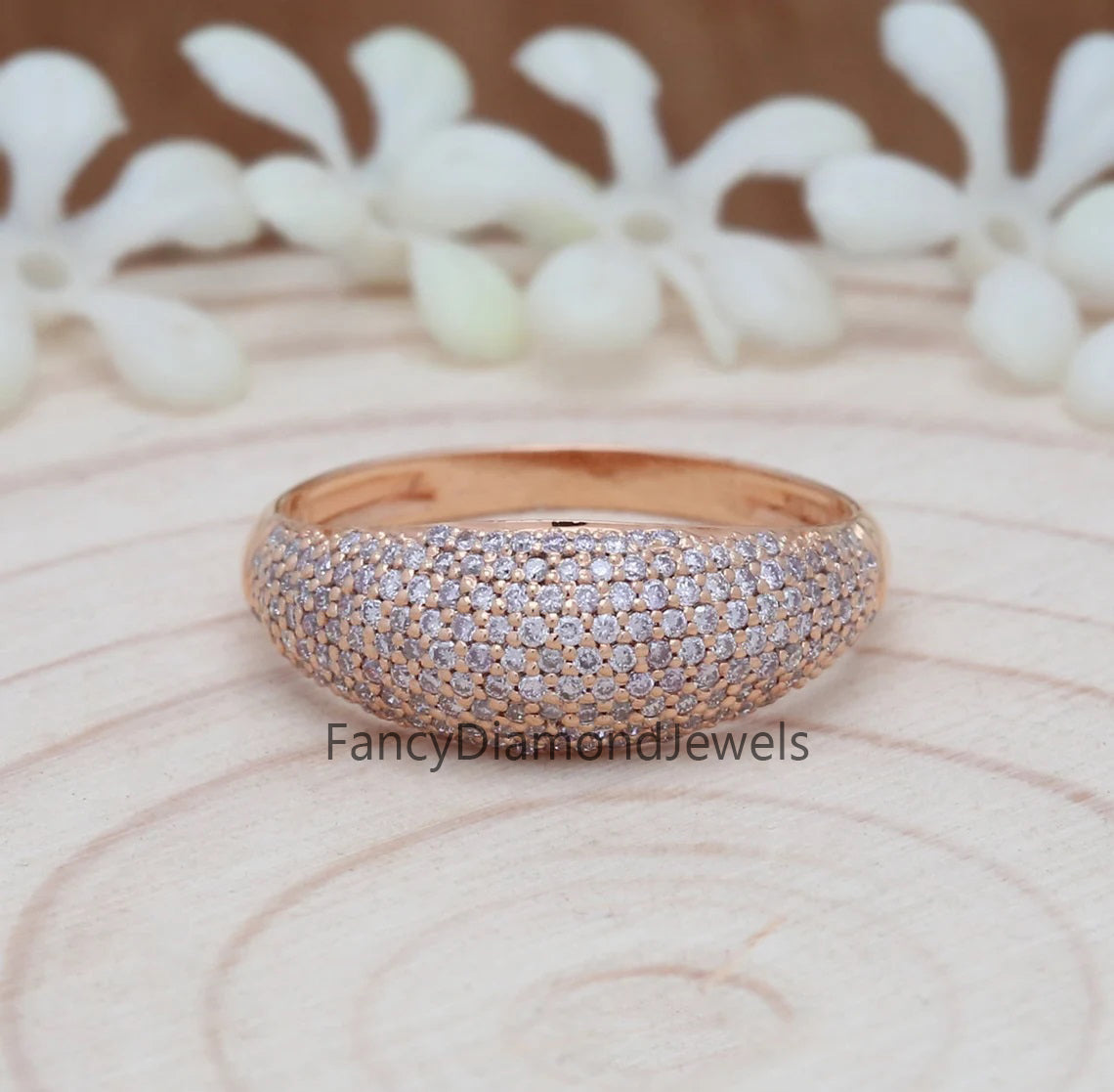 Natural Pink Round Diamond 14K Solid Gold Ring Engagement Wedding Gift Ring KD248