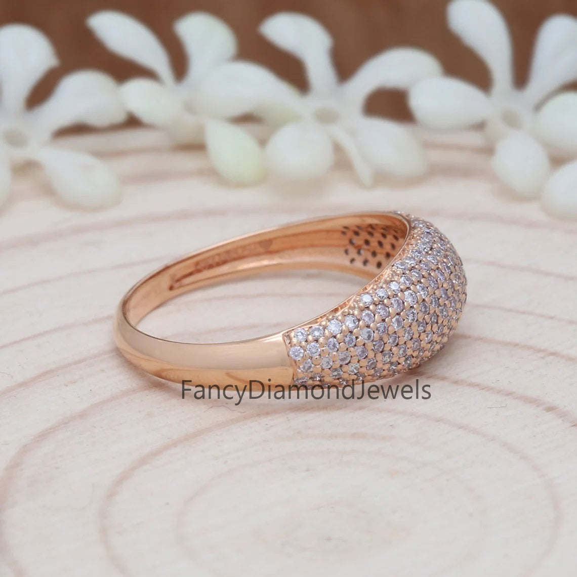 Natural Pink Round Diamond 14K Solid Gold Ring Engagement Wedding Gift Ring KD248
