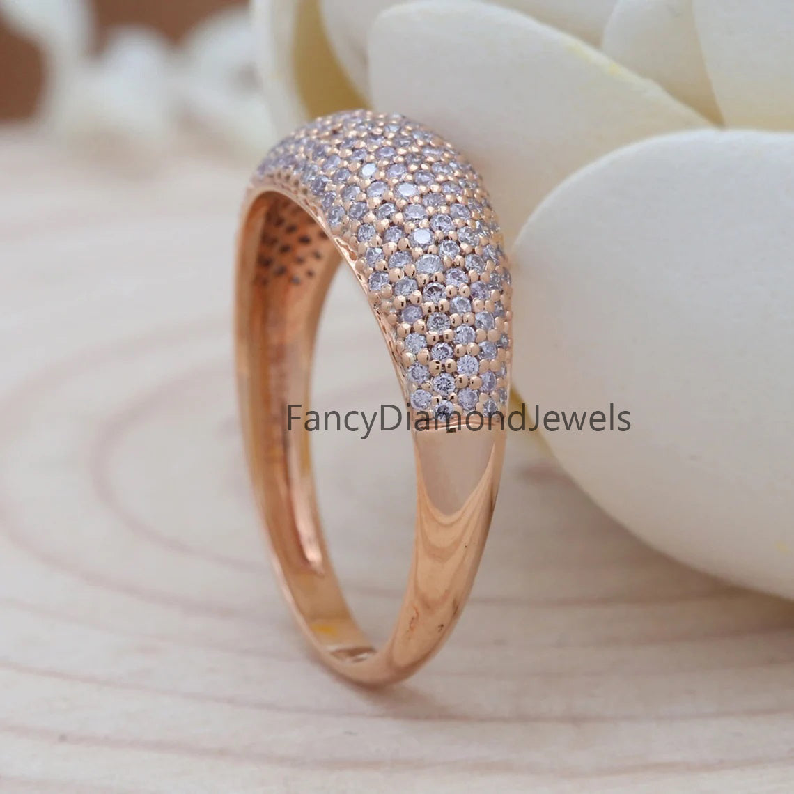 Natural Pink Round Diamond 14K Solid Gold Ring Engagement Wedding Gift Ring KD248