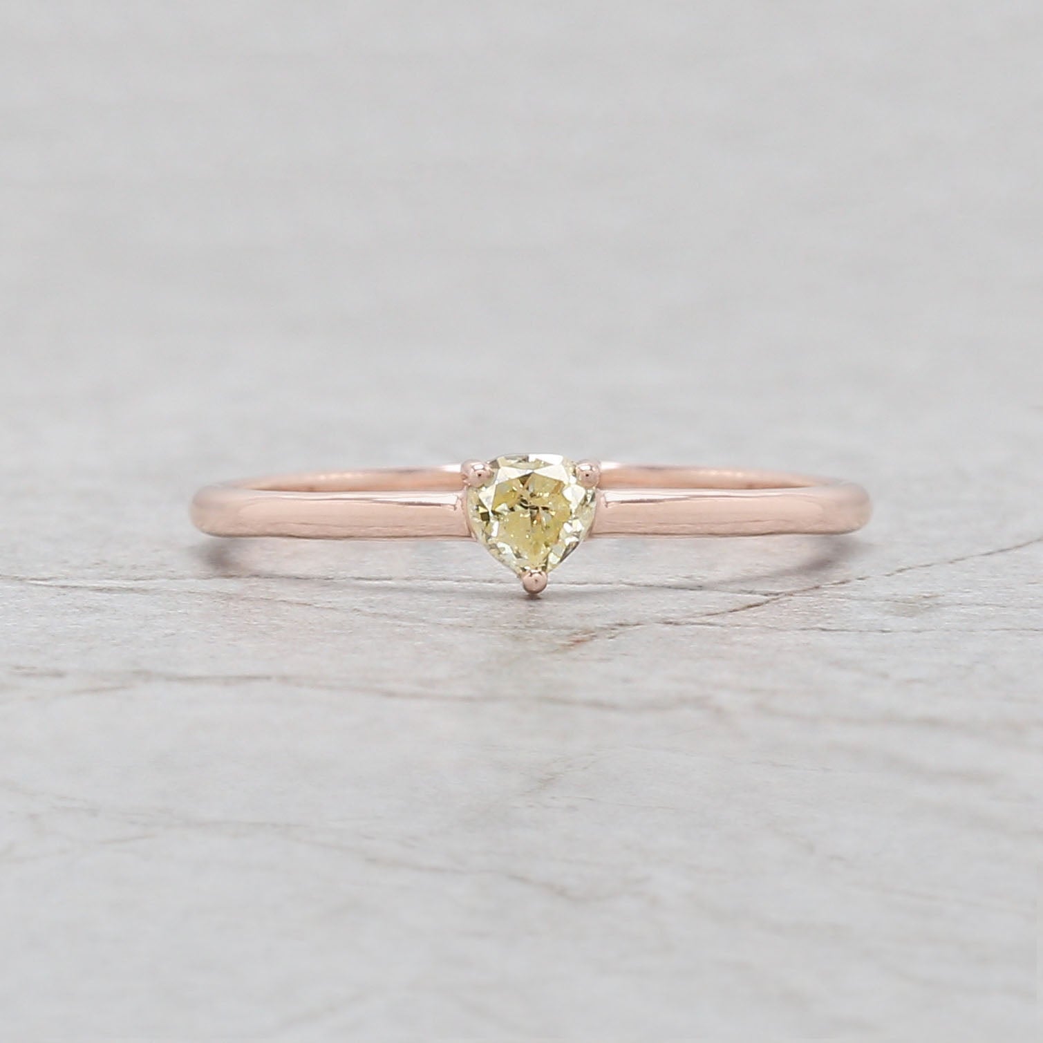 Heart Yellow Color Diamond Ring Engagement Wedding Gift Ring 14K Solid Rose White Yellow Gold Ring 0.19 CT KDN8175