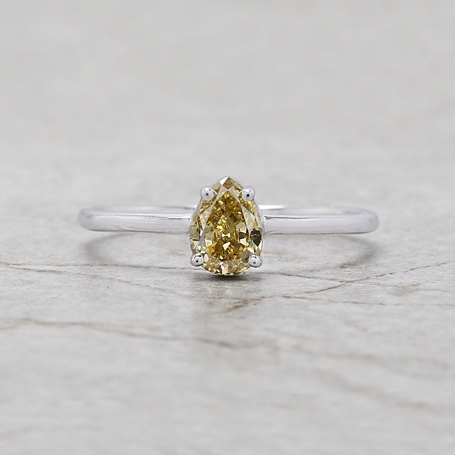 Pear Yellow Color Diamond Ring Engagement Wedding Gift Ring 14K Solid Rose White Yellow Gold Ring 0.53 CT KDN6985