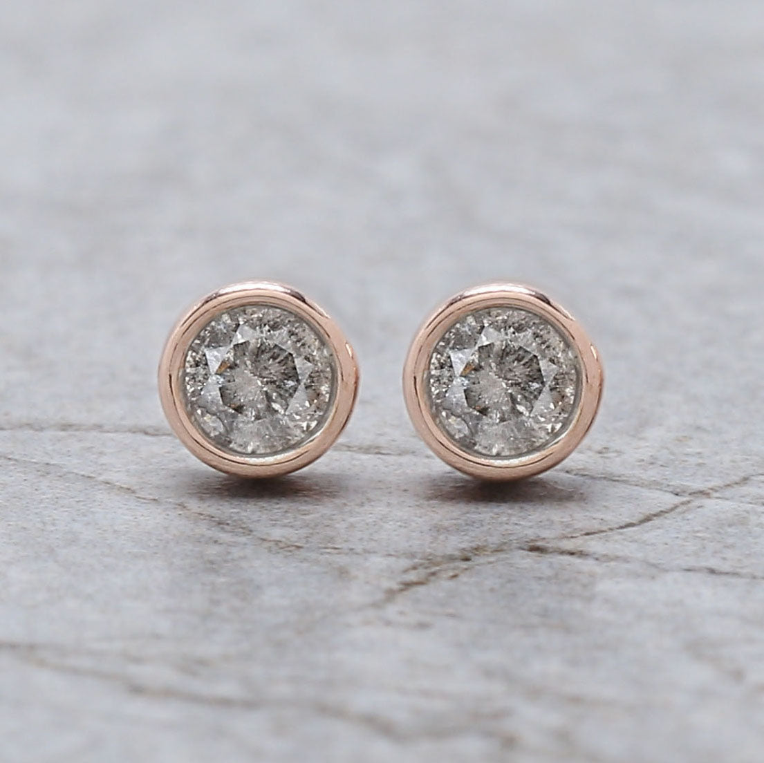 Round Salt And Pepper Diamond Earring Engagement Wedding Gift Earring 14K Solid Rose White Yellow Gold Earring 0.34 CT KD989
