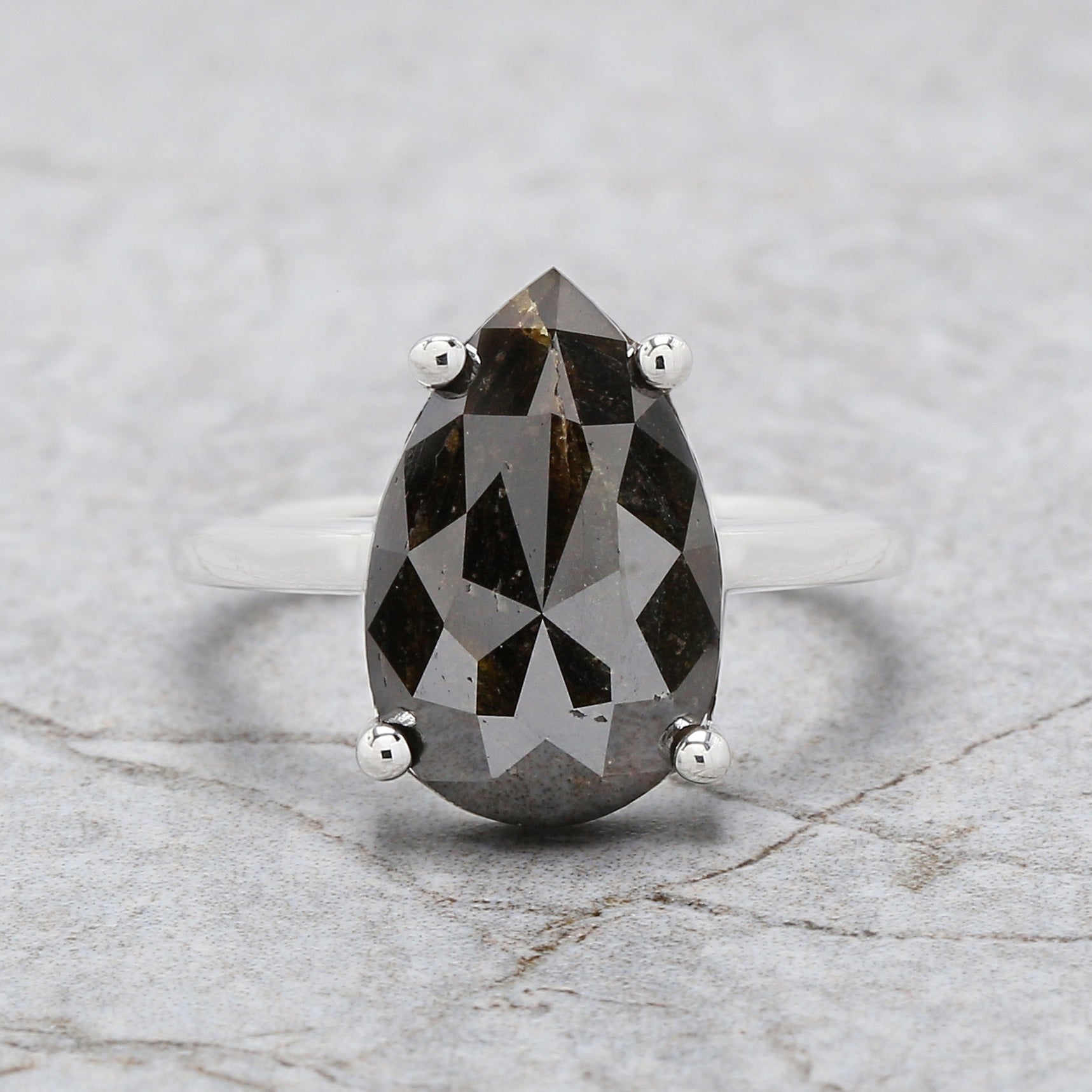 Pear Black Brown Color Diamond Ring Engagement Wedding Gift Ring 14K Solid Rose White Yellow Gold Ring 4.00 CT QL2183