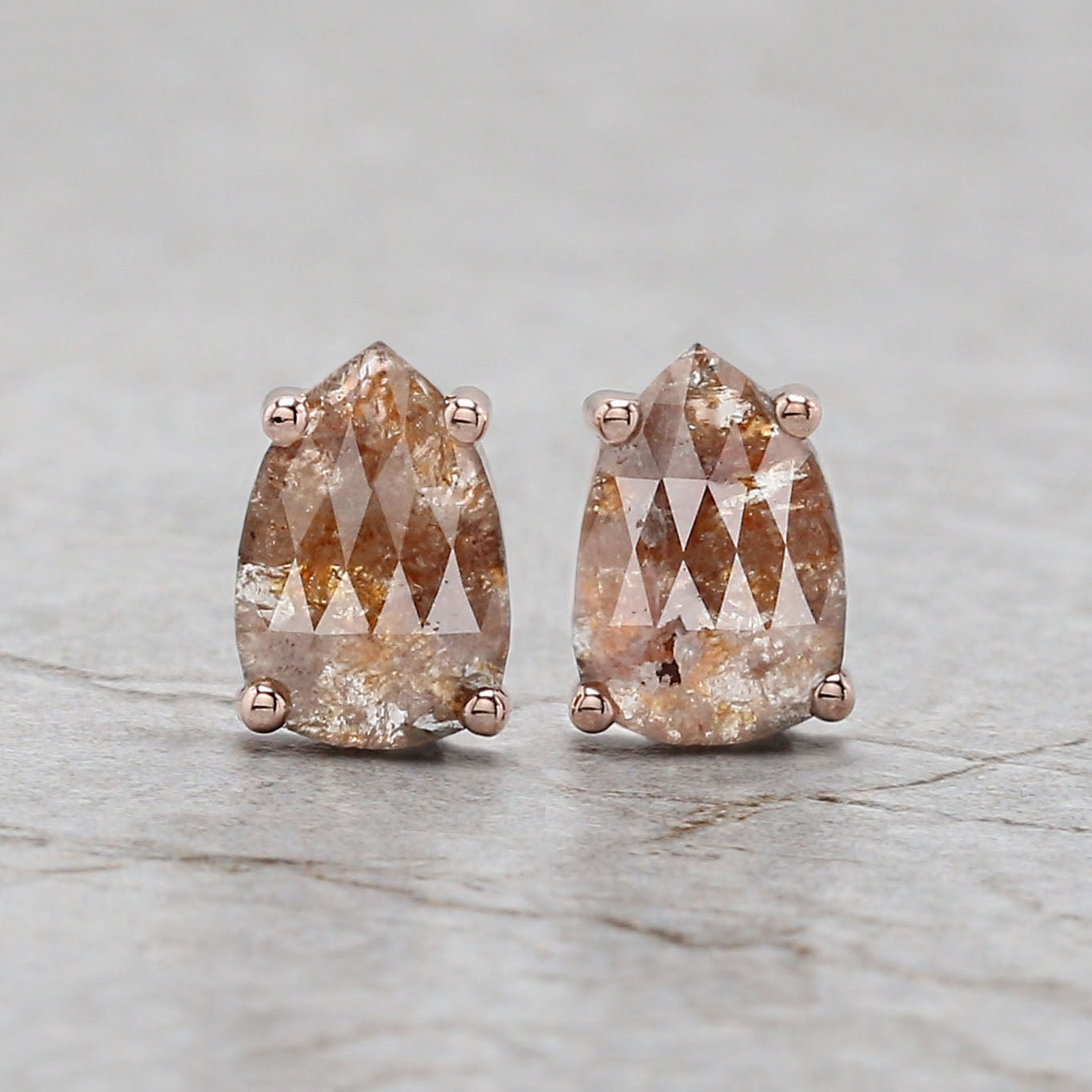 Pear Cut Brown Color Diamond Earring 2.02 Ct 9.40 MM Pear Shape Diamond Earring 14K Solid Rose Gold Silver Engagement Earring QN8369