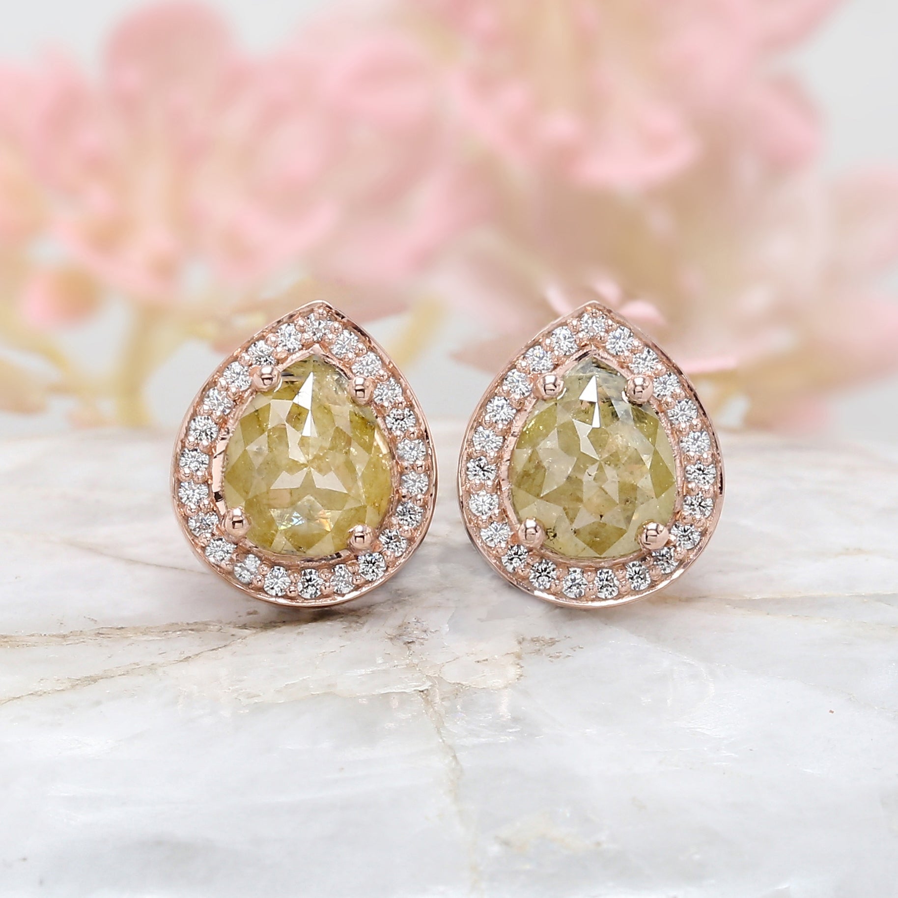 Pear Yellow Color Diamond Earring Engagement Wedding Gift Earring 14K Solid Rose White Yellow Gold Earring 2.37 CT KDN7027
