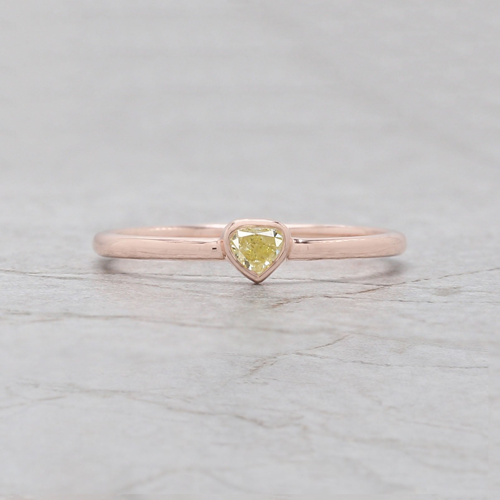 Heart Yellow Color Diamond Ring Engagement Wedding Gift Ring 14K Solid Rose White Yellow Gold Ring 0.14 CT KDN7386