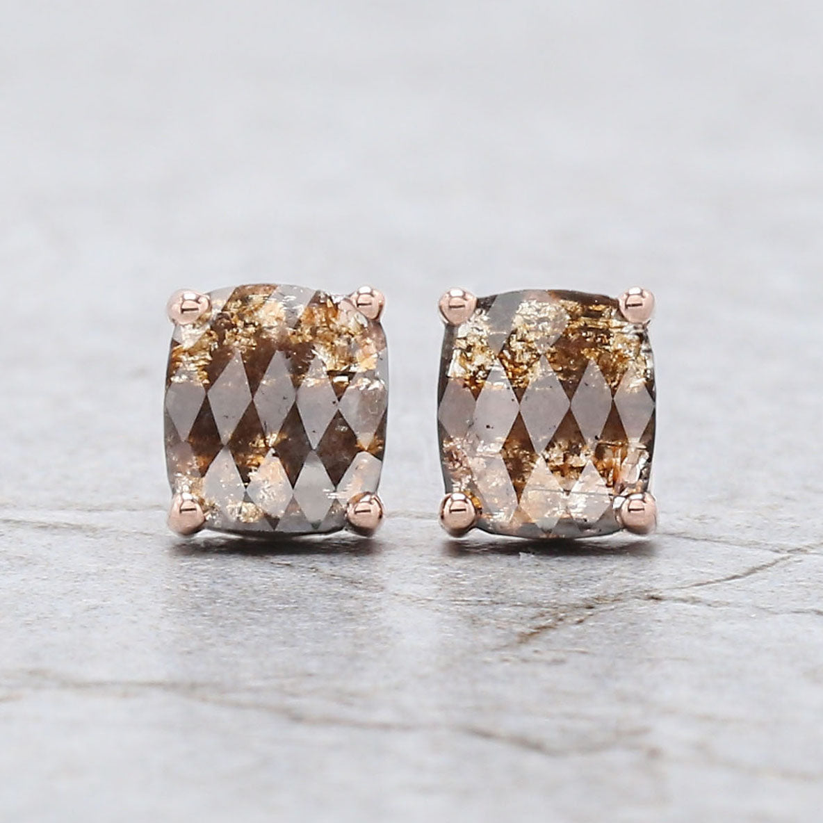 Cushion Brown Color Diamond Earring Engagement Wedding Gift Earring 14K Solid Rose White Yellow Gold Earring 1.12 CT KDL6877