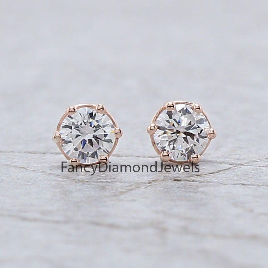 Round White Color Diamond Earring Engagement Wedding Gift Earring 14K Solid Rose White Yellow Gold Earring 0.34 CT KD995