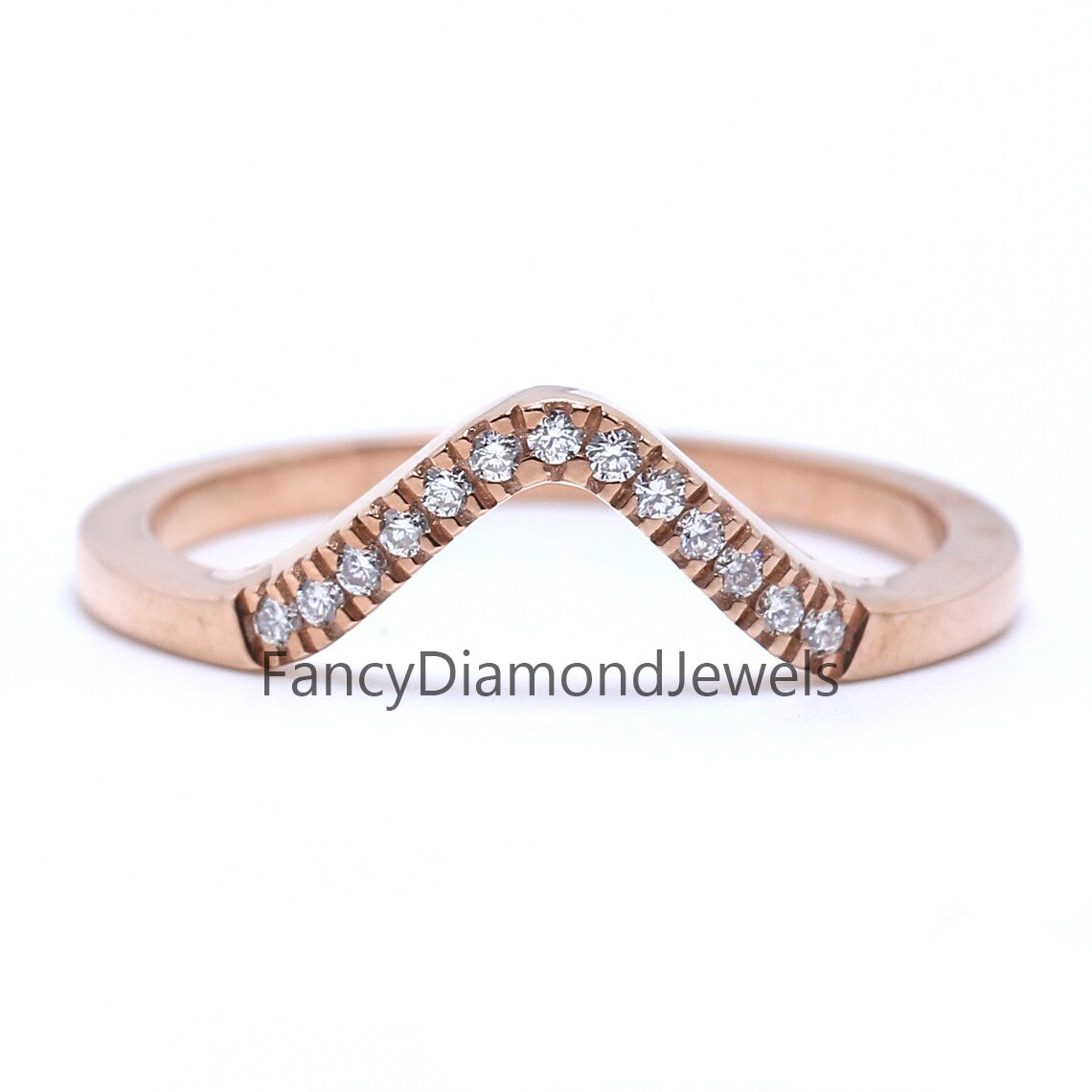 14K Rose Gold Band White Round Diamond Ring Engagement Wedding Gift Band Ring KD830