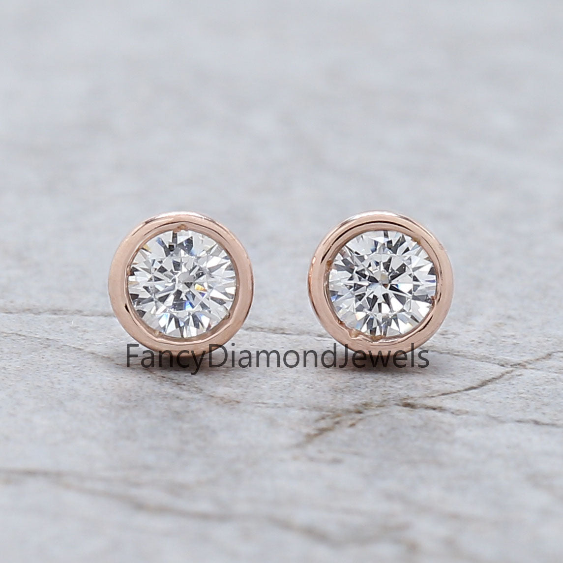 Round White Color Diamond Earring Engagement Wedding Gift Earring 14K Solid Rose White Yellow Gold Earring 0.34 CT KD1000