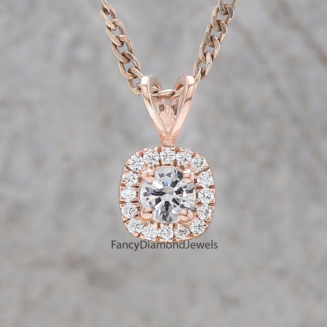 Round Brilliant Cut White Color Diamond Pendant Engagement Wedding Gift Pendant 14K Solid Rose White Yellow Gold Pendant 0.25 CT KD996