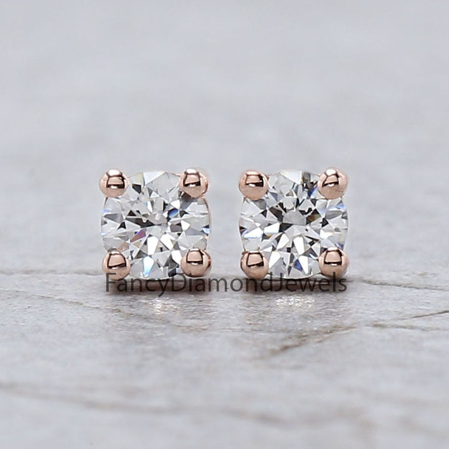 Round White Color Diamond Earring Engagement Wedding Gift Earring 14K Solid Rose White Yellow Gold Earring 0.34 CT KD999