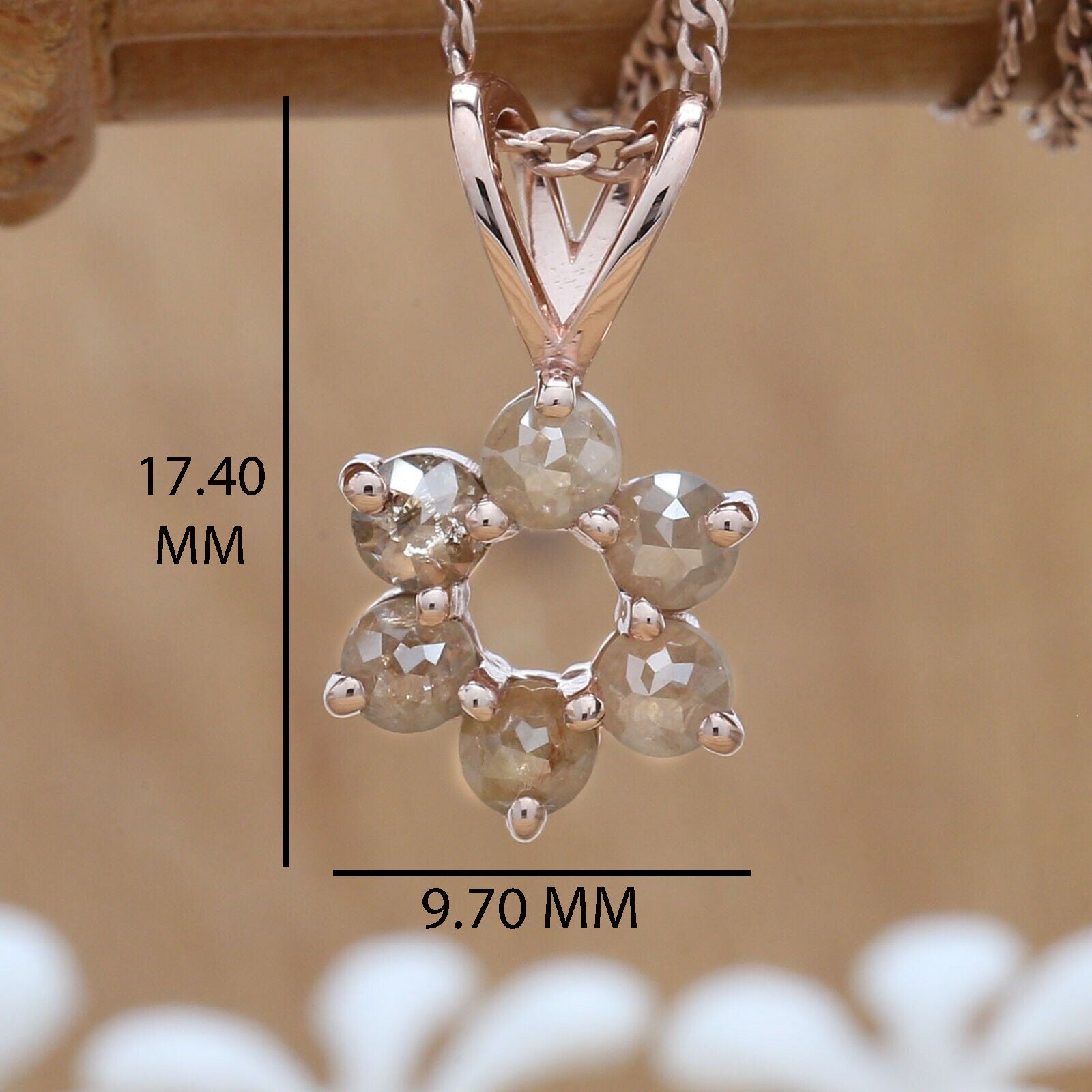 Round Rose Cut Diamond Pendant, Unique Diamond Pendant, Dangling Diamond Pendant, Round Cut Diamond,No Chain Including Only Pendant KDN7667