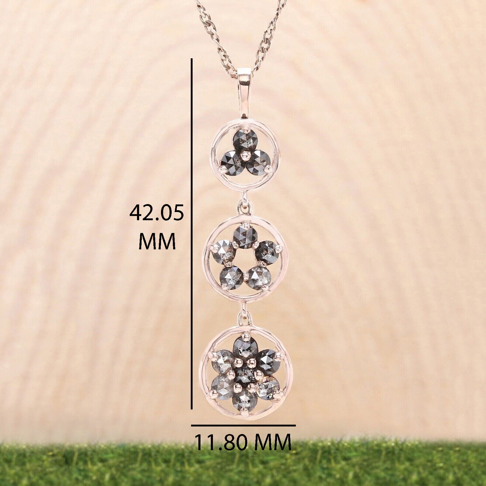 Round Rose Cut Salt And Pepper Diamond Pendant, Unique Diamond Pendant, Rose Cut Diamond Pendant, No Chain Including Only Pendant KDL1822